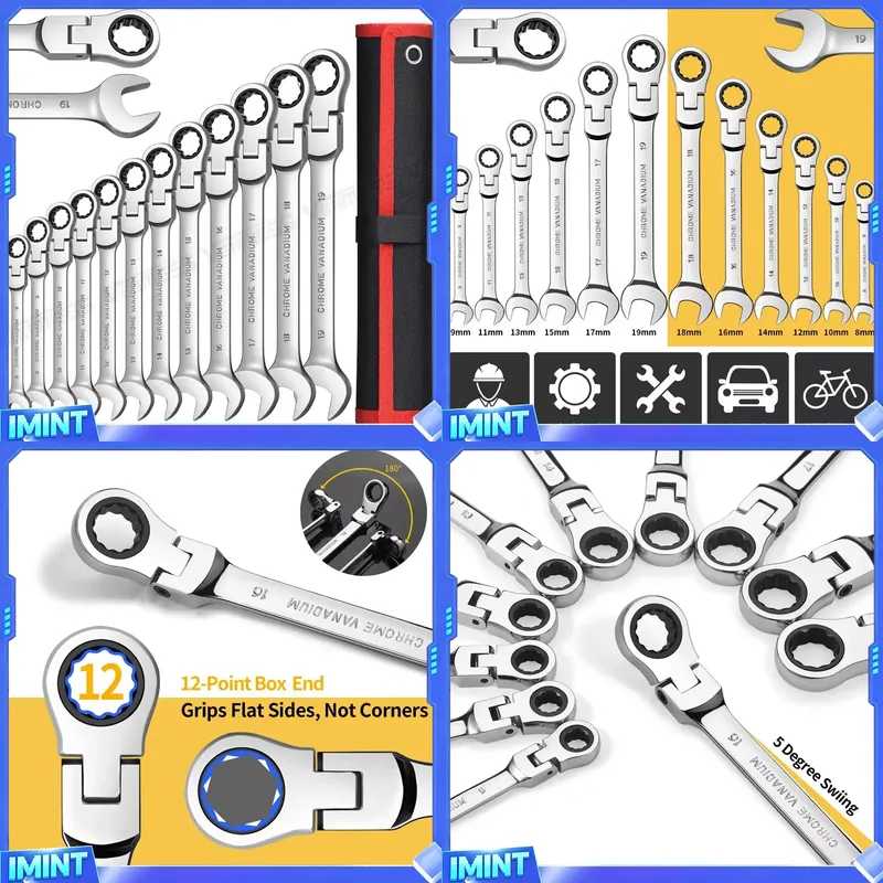 Socket Set - Flex Head Ratcheting Wrench Set,Combination Ended